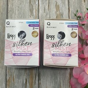 Silken Mist Ultra Sheer Leg Control Top Run Resistant Sheer Toe Pantyhose Size Q